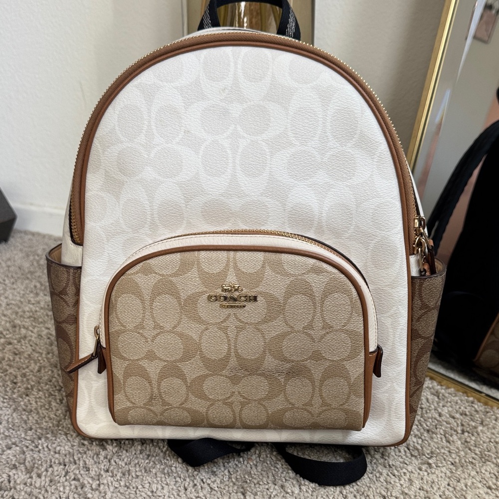 Coach Backpack in Cream and Brown